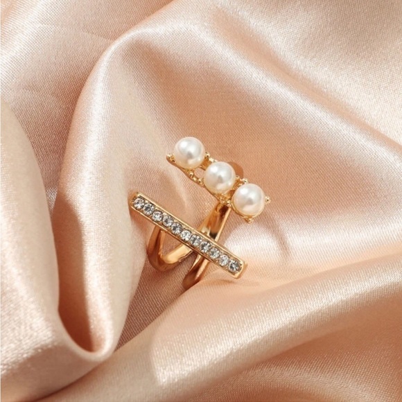 GOLD PEARL CUFF RING - Picture 2 of 4